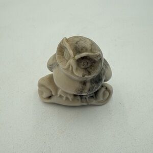 Vintage 70s Pearlite Marblecraft Handcrafted Marble Stone Owl Figurine Canada